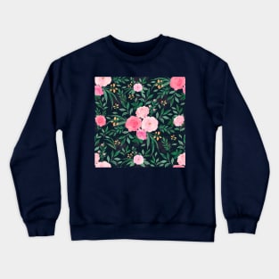 Elegant Blue Pink Rose Floral watercolor Painting Crewneck Sweatshirt